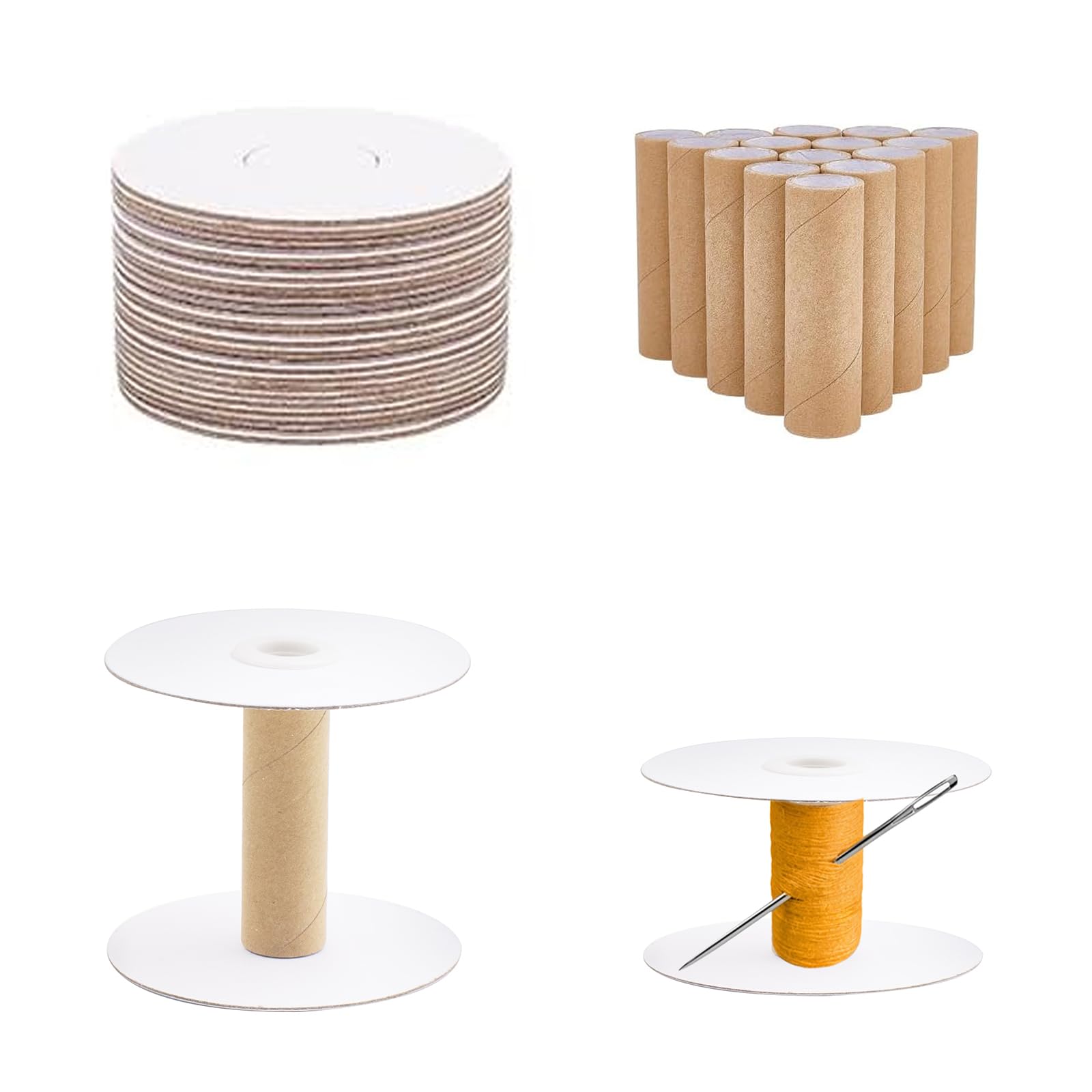 Photo 1 of 20 Sets Paper Sewing Spools, Empty Paper Thread Spools 4 Sizes, Removable Empty Wire Spools Paper Sewing Spools for Embroidery Thread Yarn Ribbon Crafts Sewing