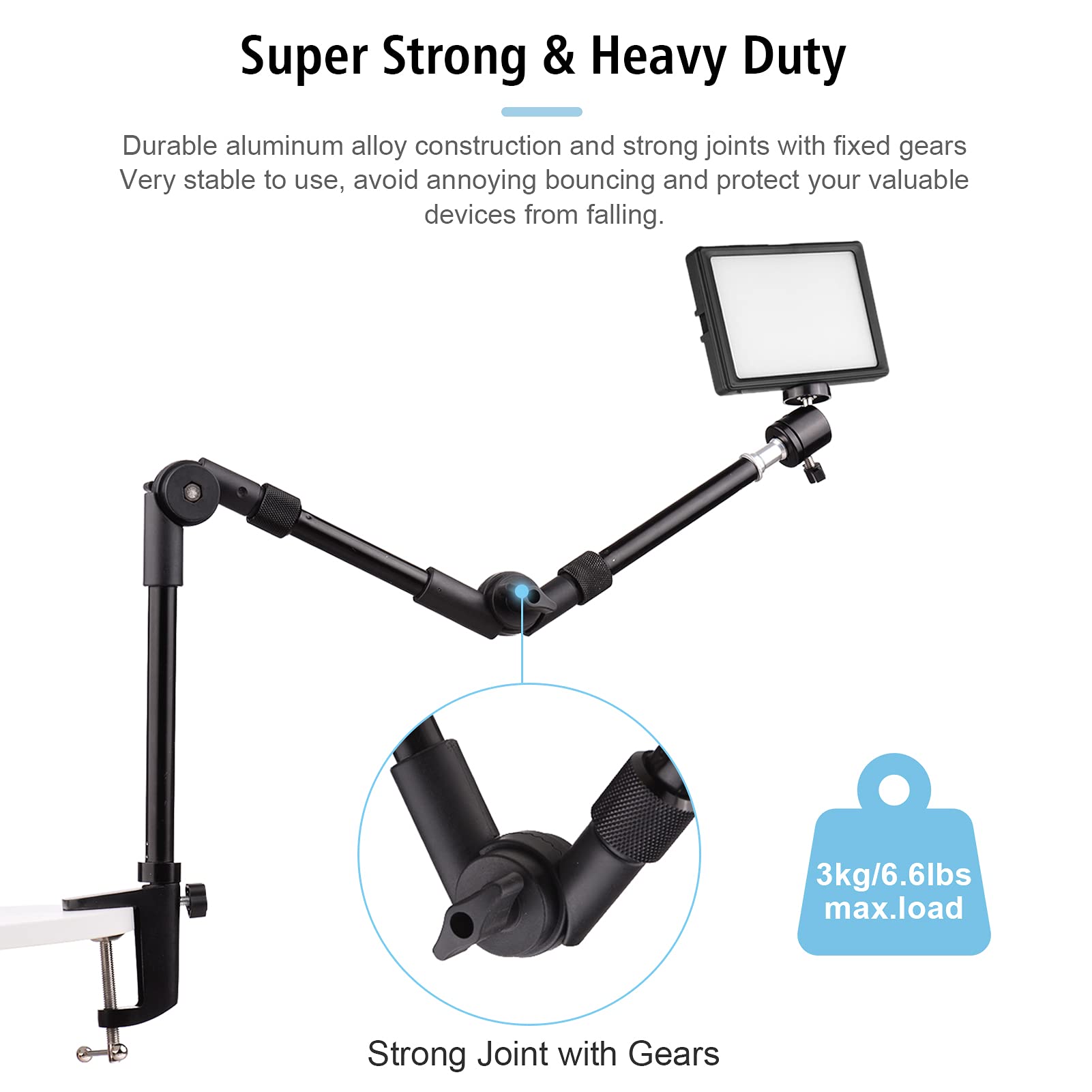 Andoer Andoer - Kit di illuminazione per videoconferenza USB, include luci video LED 3200K-5600K, dimmerabili, staffe di illuminazione pieghevoli per montaggio su scrivania, adattatore a sfera