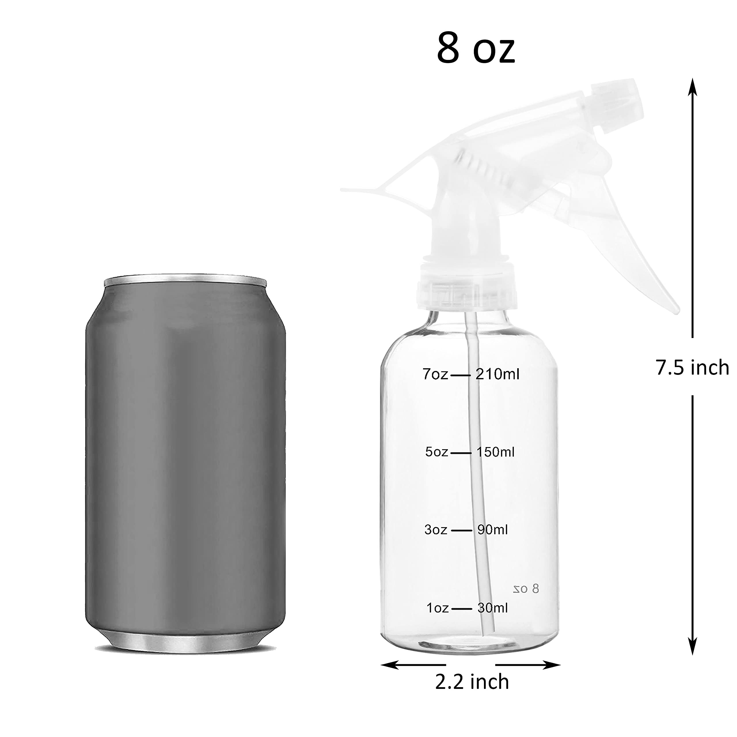 Youngever 6 Pack Empty Plastic Spray Bottles with Measurement, Spray Bottles for Hair and Cleaning Solutions (8 Ounce)