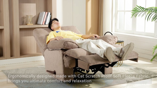 Sillón reclinable manual grande color marrón miniatura 7