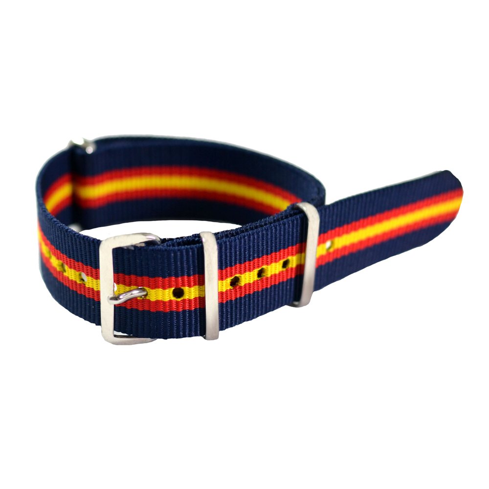 Clockwork Synergy® Classic Ballistic - 18mm Navy/Red/Yellow Nylon Ballistic Watch Strap Band