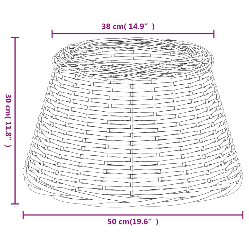 Paralume in vimini, diametro 50 x 30 cm, rotondo, per lampada da soffitto e lampada da tavolo, attacco E27, stile rustico boho, marrone