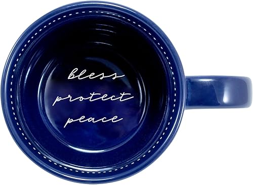 Miniatura 2 de Lighthouse Christian Products Taza de café de cerámica Bless You Blue Floral de 20 onzas