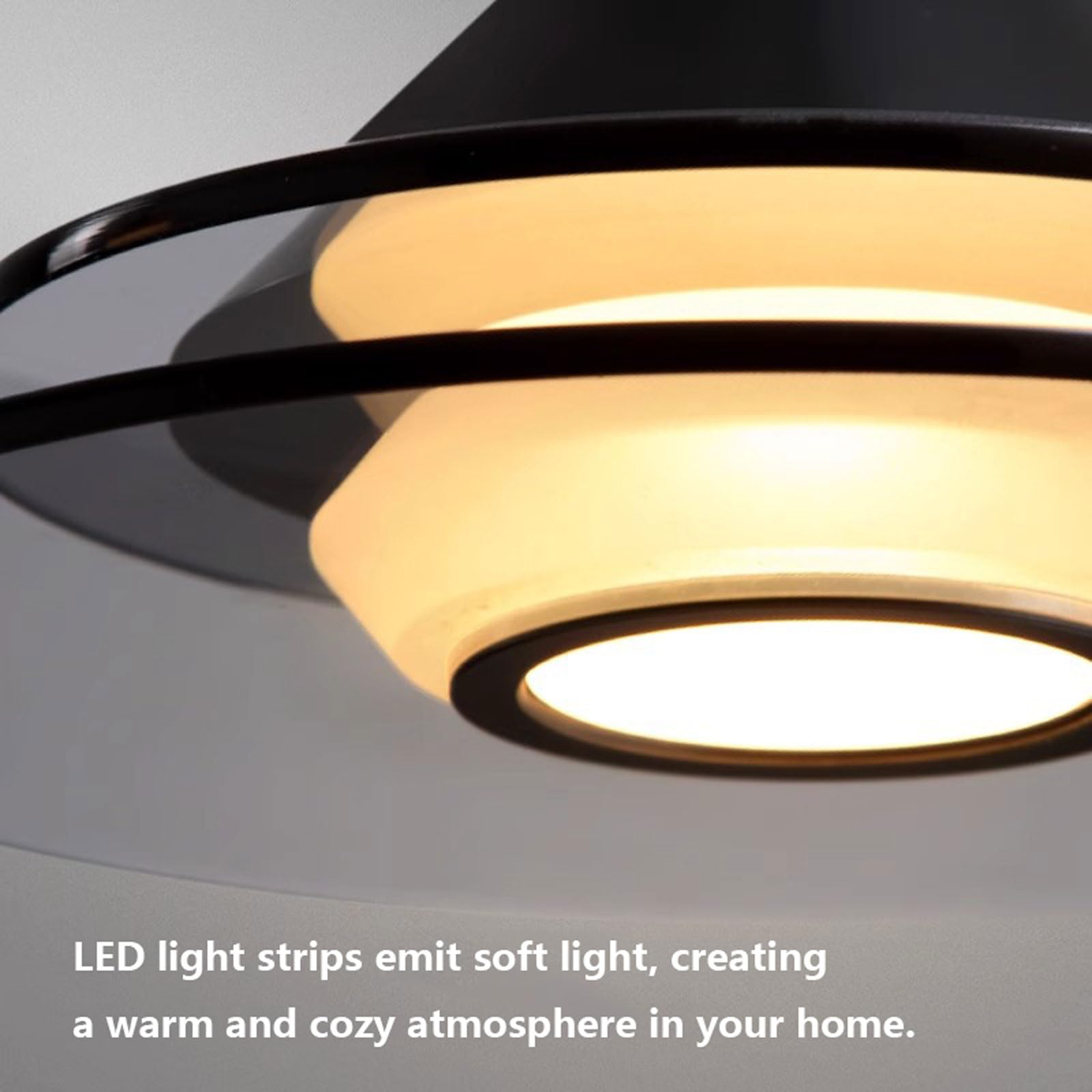 Lámpara colgante de noche de estilo italiano, creativa, de doble capa, LED de espectro completo, de cristal negro, ideal para dormitorios, salas de estudio y balcones.