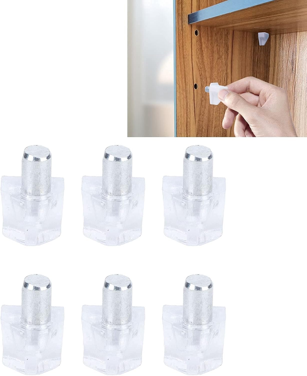 50Pcs Shelf Support, 5mm Clear Shelf Support Pegs Support Cabinet Shelf Pins Clear Shelf Support Pegs Shelf Holder Pins Bracket Cabinet Clips Holder Furniture Hardware