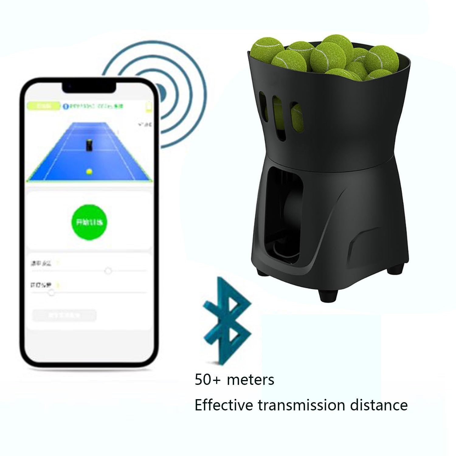 Mini Macchina lanciapalle da Tennis, Grande capacità, con Controllo Tramite App, Lanciatore di Palline da Tennis Portatile per Giocatori Principianti, Allenamento e Pratica