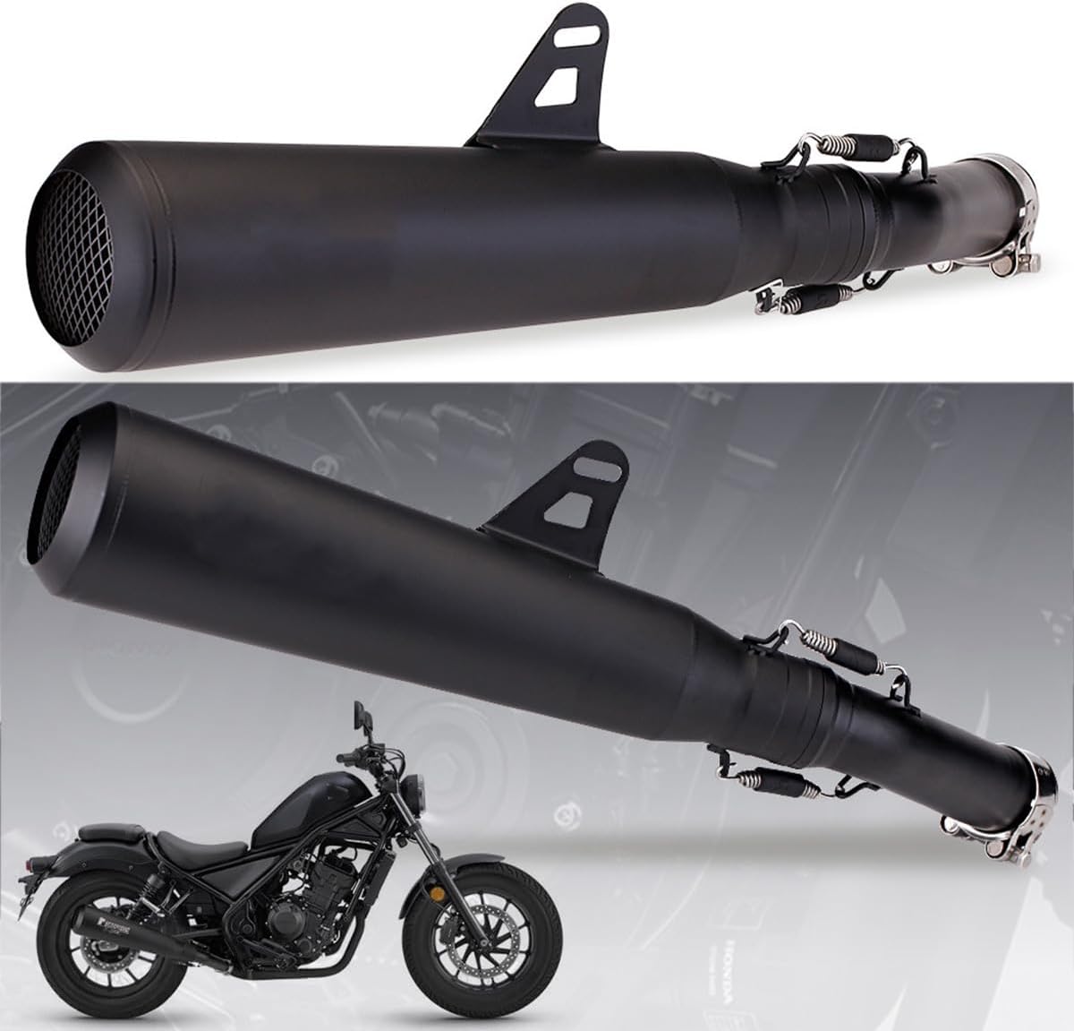 For CMX Rebel 300 500 CMX500 Motorcycle Exhaust Muffler Pipe Slip-on Exhaust Full Systems Stainless Steel 2017-2026 Black Retro.