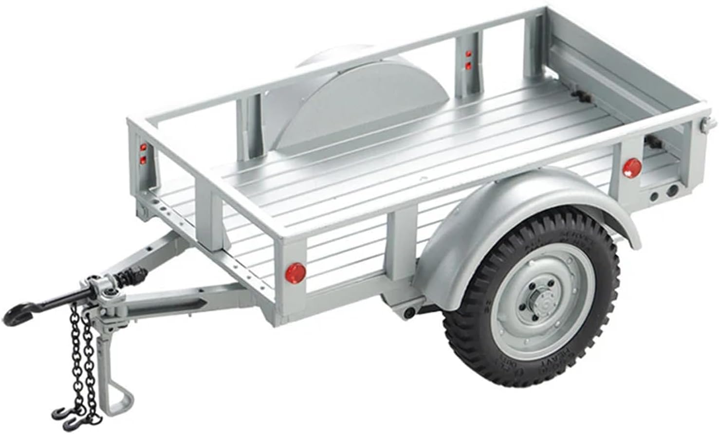 EAZYRC FMS FCX18 RC Cars Accessory for 1:18/1:12 RC Crawler Trucks - Utility Trailer (C-Silver)