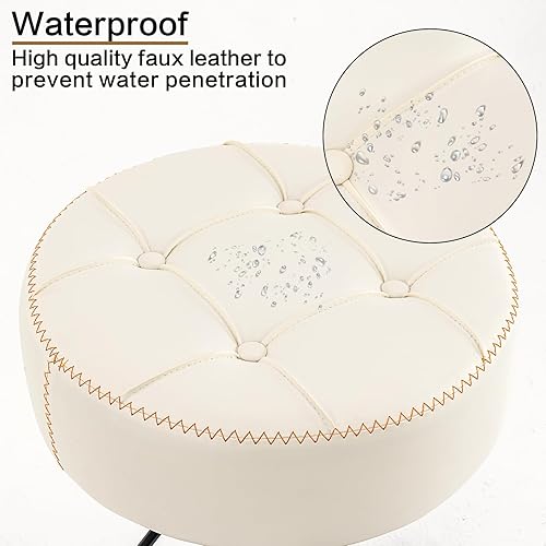 Miniatura 7 de Modernos taburetes circulares giratorios de altura ajustable, silla giratoria de altura de mostrador de 360, cómodo asiento de piel sintética, ideal