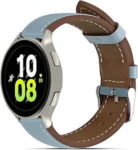 Italy Genuine Leather Watch Bands Compatible with Samsung Galaxy Watch 7 6 5 4 40mm 44mm, 5 Pro 45mm, 6 4 Classic Active 2, 20mm Quick Release Leather Watch Straps Replacement Band for Women Men