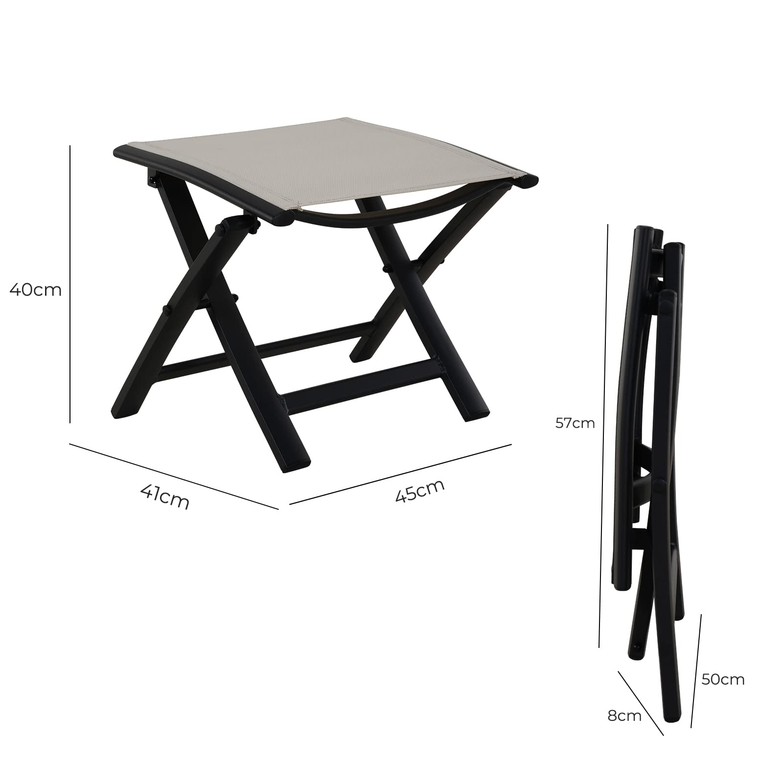 Grand patio Taburete Plegable de Aluminio, Compacta Taburete Plegable Jardín, Standalone Footrest para Pesca, Picnic, Viajes, Senderismo 40x41x45 cm(Beige)