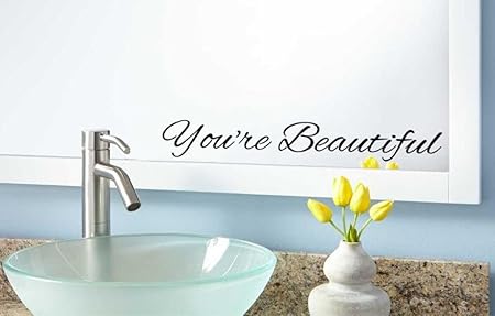 Amazon.com: You're Beautiful Vinyl Wall or Mirror Decal Quote for ...