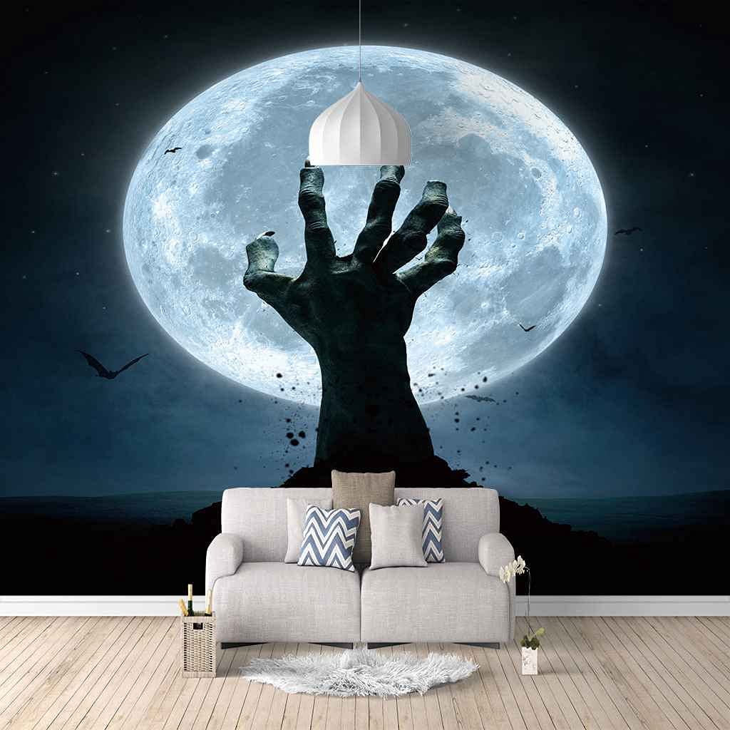 Papier peint bleu zombies 3D effet trompe l'œil mural géant 200x140 cm