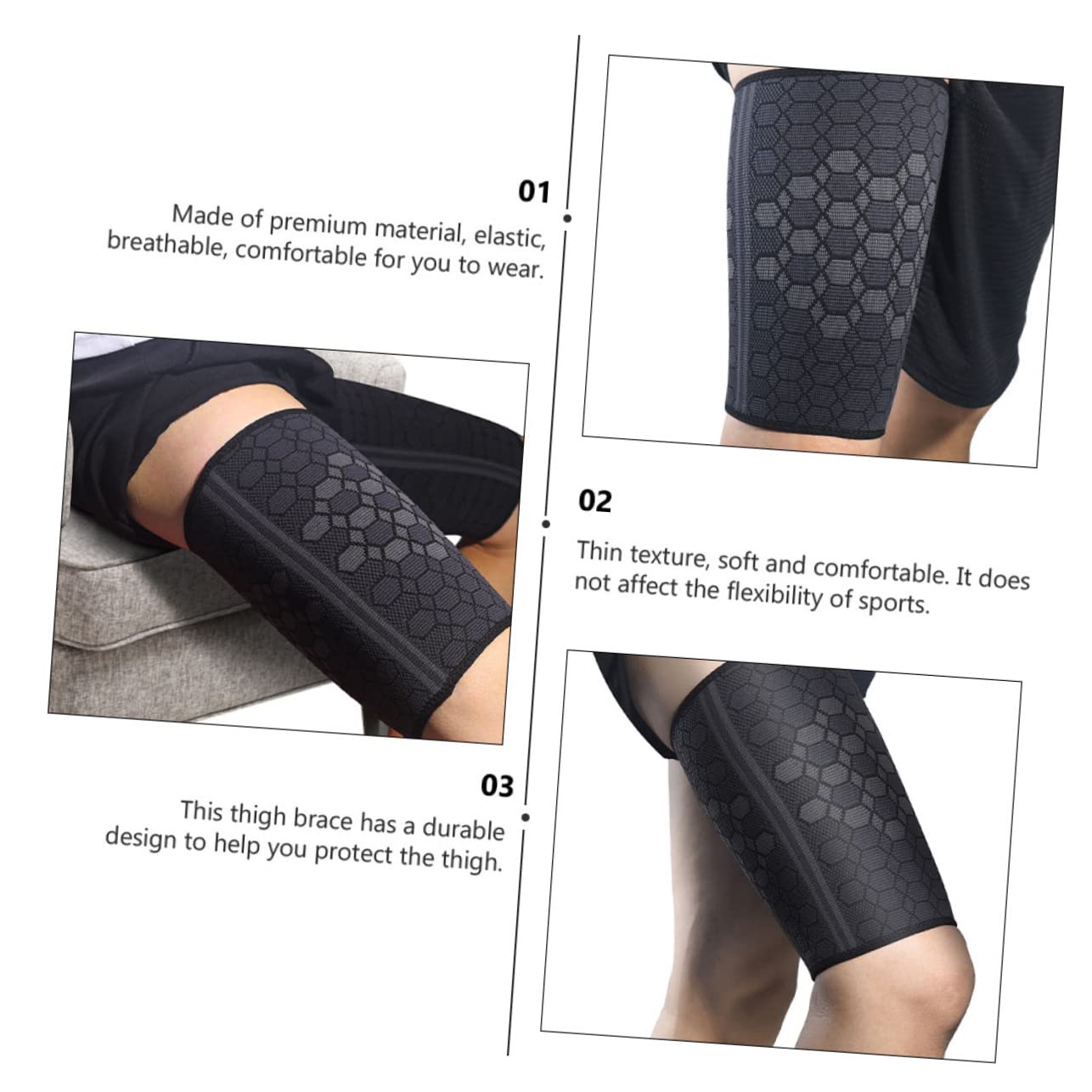 Sports Thigh Support Sleeve High Elasticity Nylon Thigh Protector for Running Basketball Cycling Football Athletes Fitness Enthusiasts