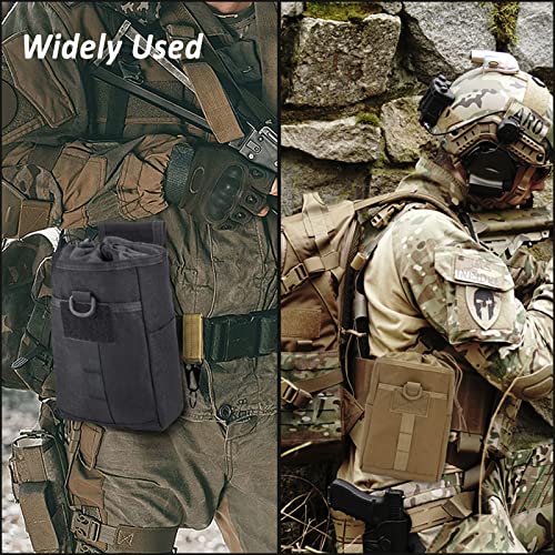 Valinov Molle Dump Pouch Folding Tactical Drawstring Magazine Pouches Roll-Up Utility Belt Ammo Pack 1000D Nylon Foldable Water-Resistant Bag With Carabiner (Tan) #TOP6