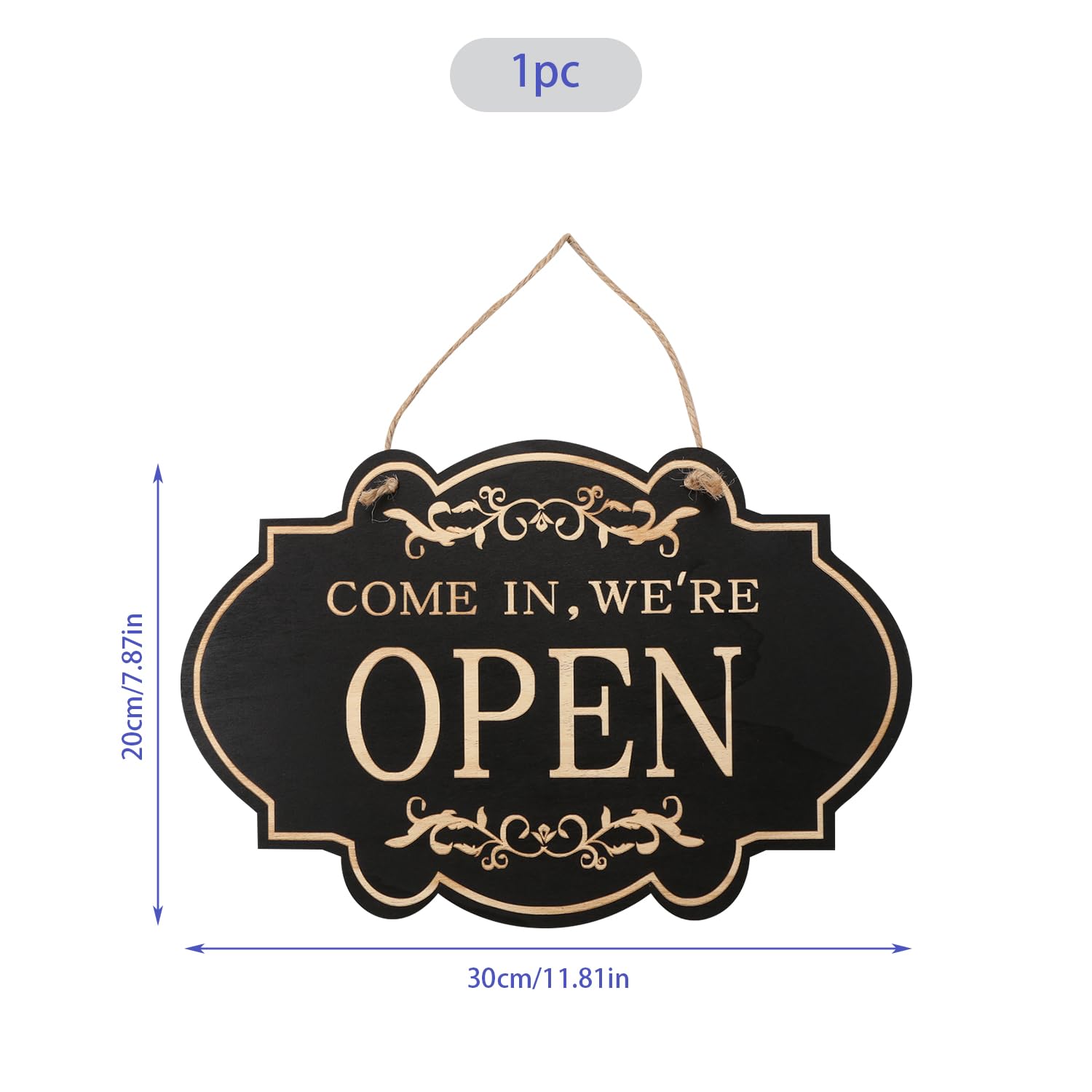 Tabanzhe Store Hanging Open Closed Sign,Wooden Reversible Double-Sided Business Sign,for Business Door Window Restaurant Club Shop Bar Hotel Cafe - Image 2