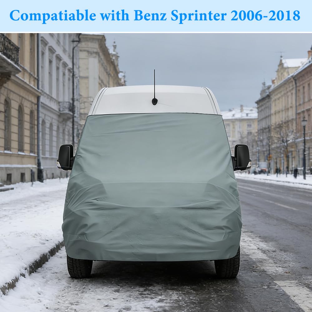 600D Copertura per Parabrezza per Benz Sprinter 2006-2018, Telo di Protezione Anteriore, Impermeabile Copertura Parabrezza Camper con 10 Bande e Magneti