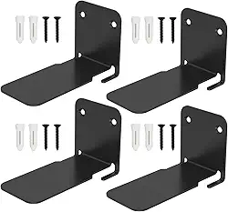 Estantes flutuantes invisíveis, organizadores de livros resistentes, estante de parede, prateleiras de armazenamento de ferro para quarto, sala de estar, escritório (4 peças, preto)