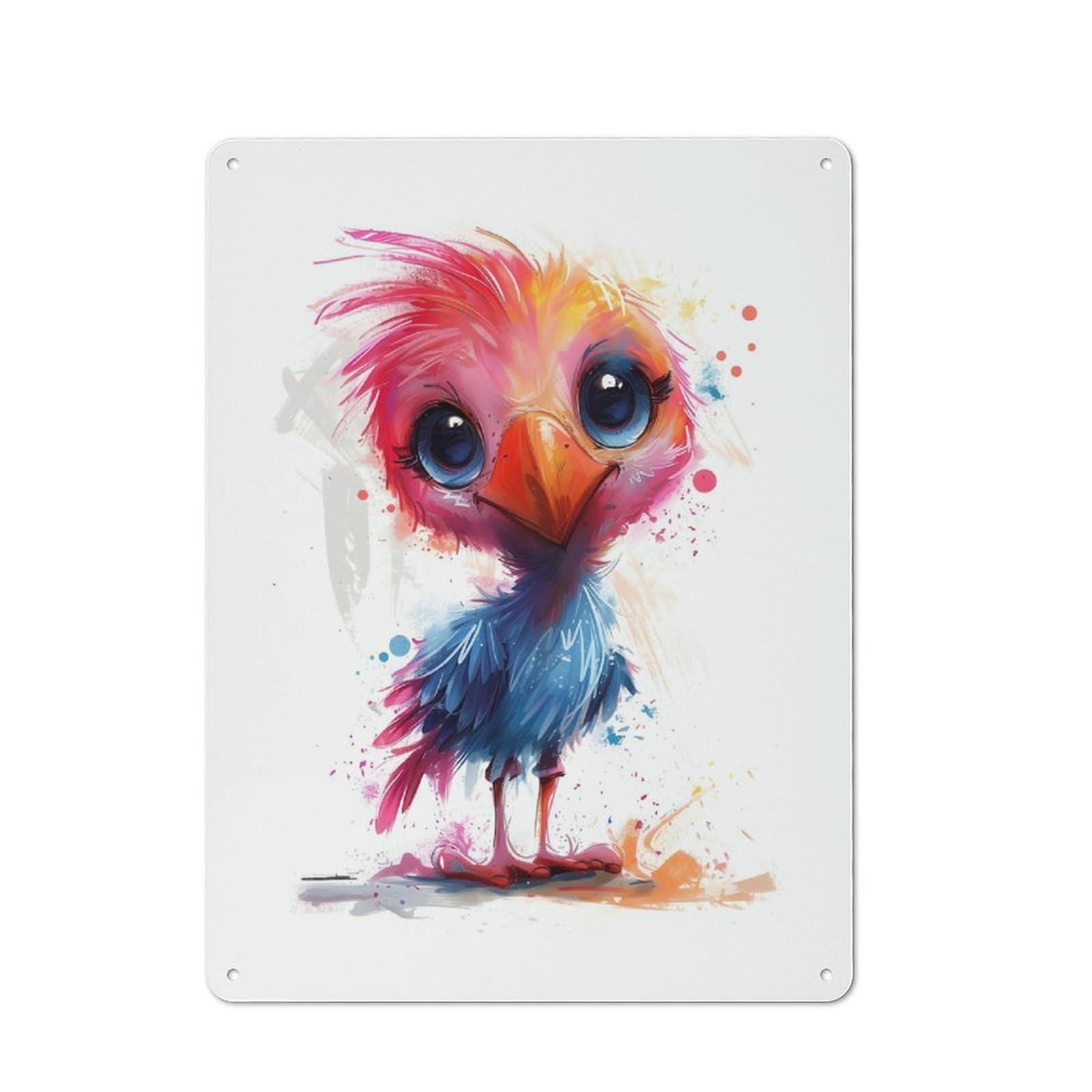 Vintage Vintage Metal Sign 40x30cm Featuring Cute Cartoon Bird, Room Wall Plaque for Flat, Dorm Room, Lounge Or Cafe