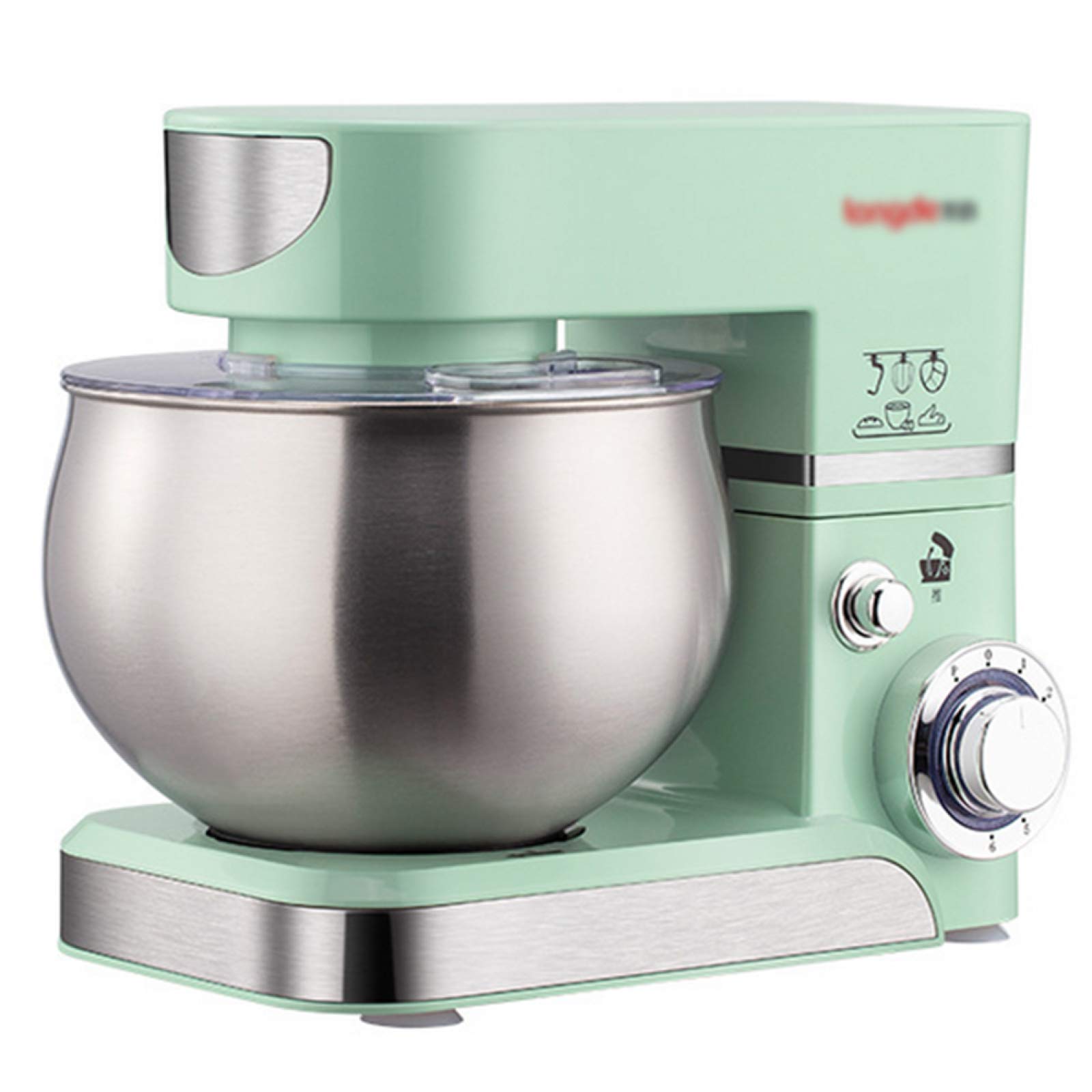 Amasadora de pie de 5,5 l, batidora de 6 velocidades, eléctrica, multifuncional, con gancho para masa, batidor y batidor, recipiente de acero inoxidable, color verde.