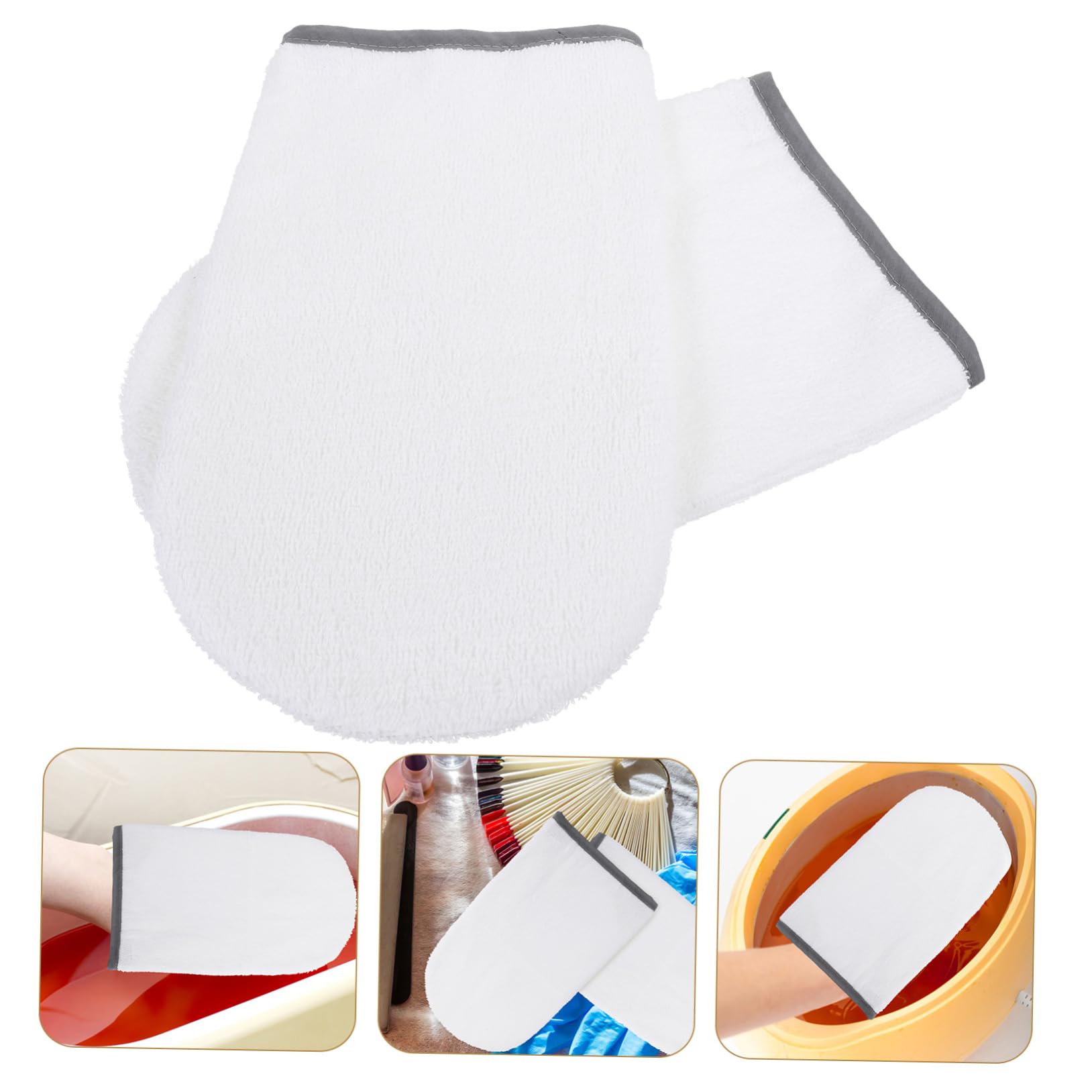 Ipetboom 1 Pair Paraffin Wax Mitts for Manicure Cloth Gloves Adjustable Straps for Hot Wax Therapy Random