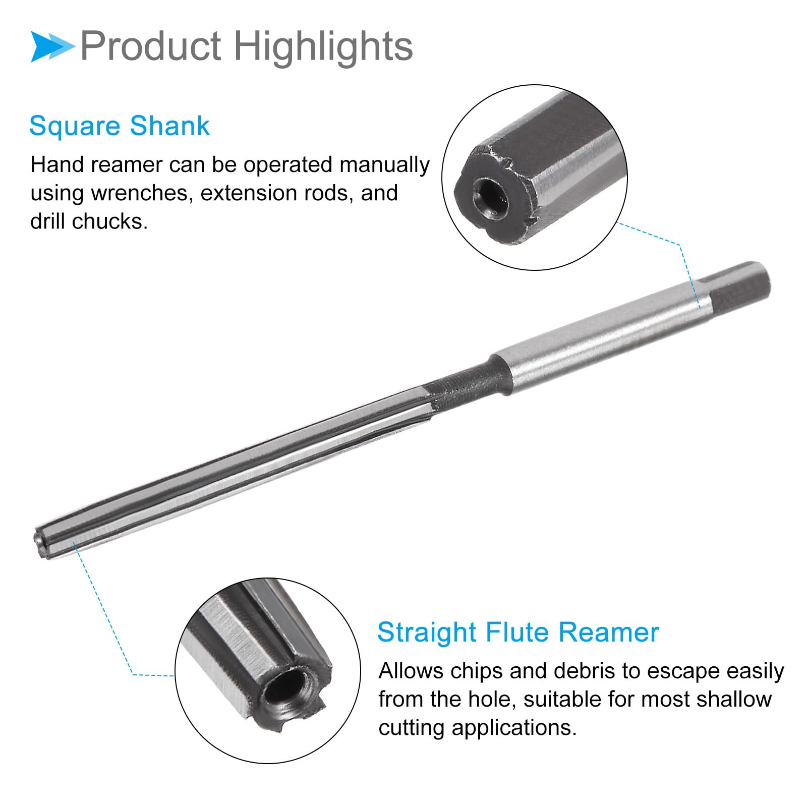 Escariador Manual 3 mm 6 Flautas H8 Acero Aleado Vástago Recto para Aluminio Hierro Cobre Plástico Madera