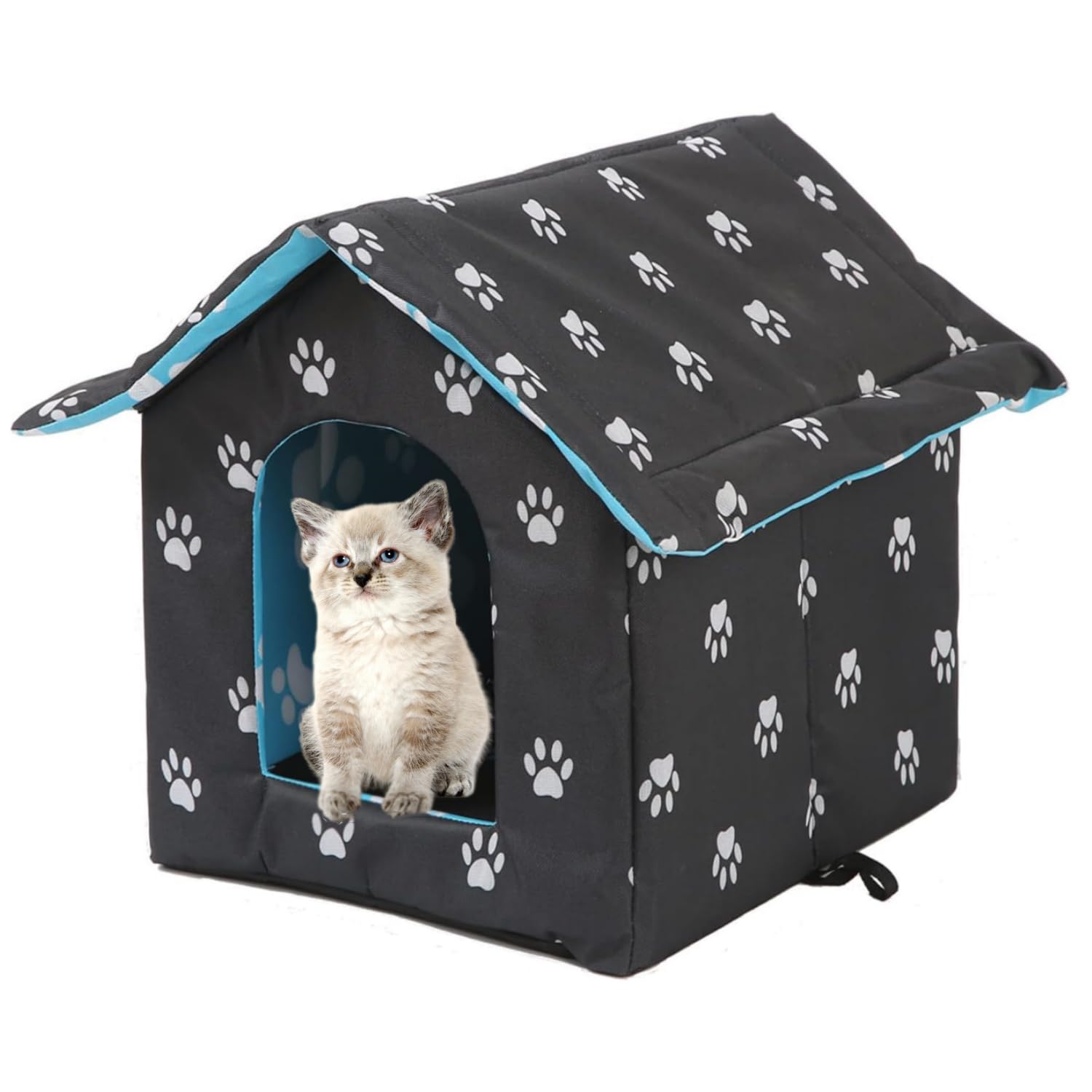 MUYYIKA Cat House for Outdoor Winterproof Waterproof Weatherproof Cat Cave Pet House Soft Warm Pet House Outdoor Dog Cave with Removable Cushion