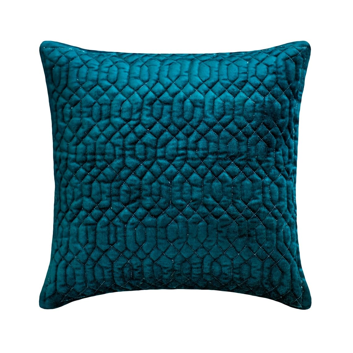 The HomeCentric Teal Blue Pack of 2, 45x45 cm (18x18 inch) (18"x18") Cushion Covers, Velvet Quilted & Solid Color Cushion Covers, Geometric Pattern Modern Style - Irresistible Teal โ image 1