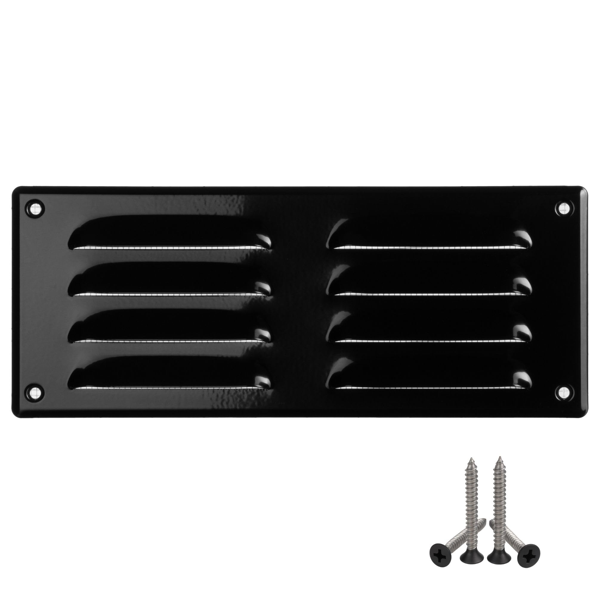LIRAST 260x105mm / 10x4 inch Black Metal Ventilation Grille - Air Vent Cover with Insect Mesh