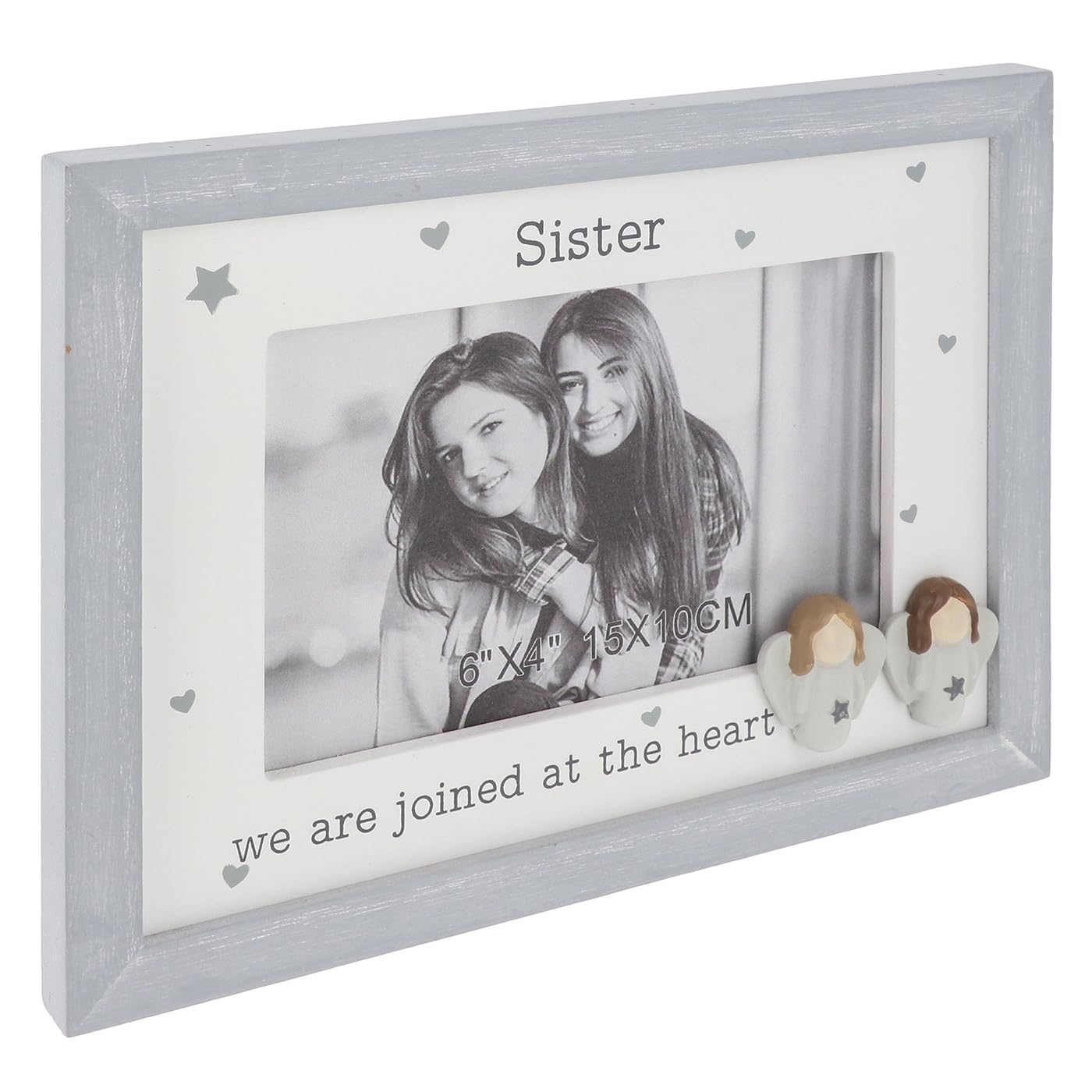 Shudehill Giftware Pebble Angel 6x4 Grey Photo Frame - Mum, Nan, Daughter, Auntie, Friends, Sister, Family - Sentimental Boxed Gift (Sister)