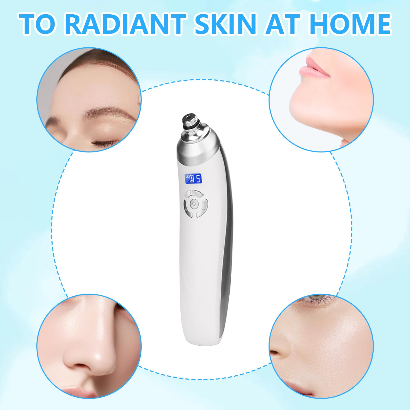 Succionador de Puntos Negros, Máquina de Microdermoabrasión de Diamante de Mano con 9 Diamante Recargable USB Sin Cable, para Peeling Facial y Limpieza Profunda
