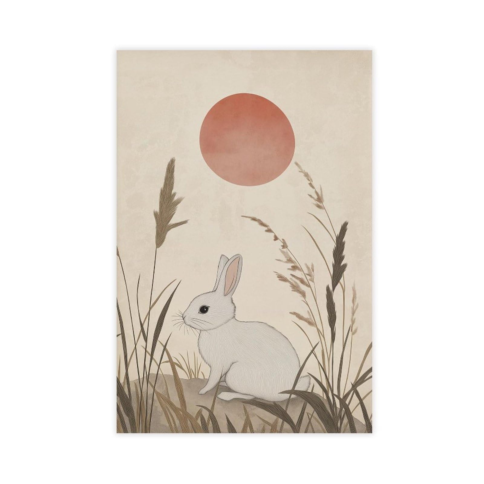 Bareronor Japanese Rabbit Poster Canvas Poster Bedroom Decor Landscape Office Room Decor Gift 24" L X 36" W