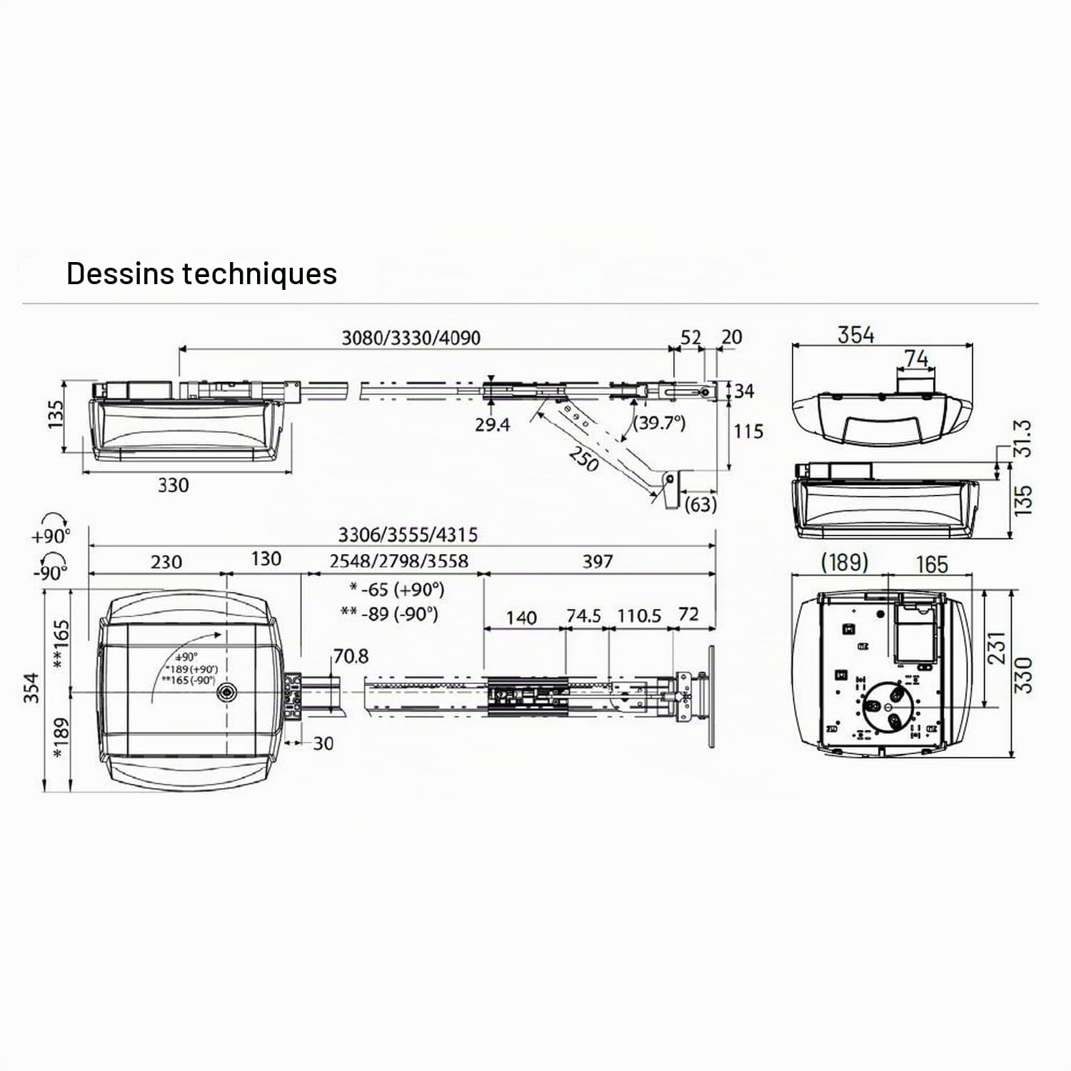 Marantec Comfort 370 Actionneur de porte de garage avec 2 émetteurs manuels, actionneur de portail électrique pour portes de garage, portes sectionnelles et portails battants, blanc