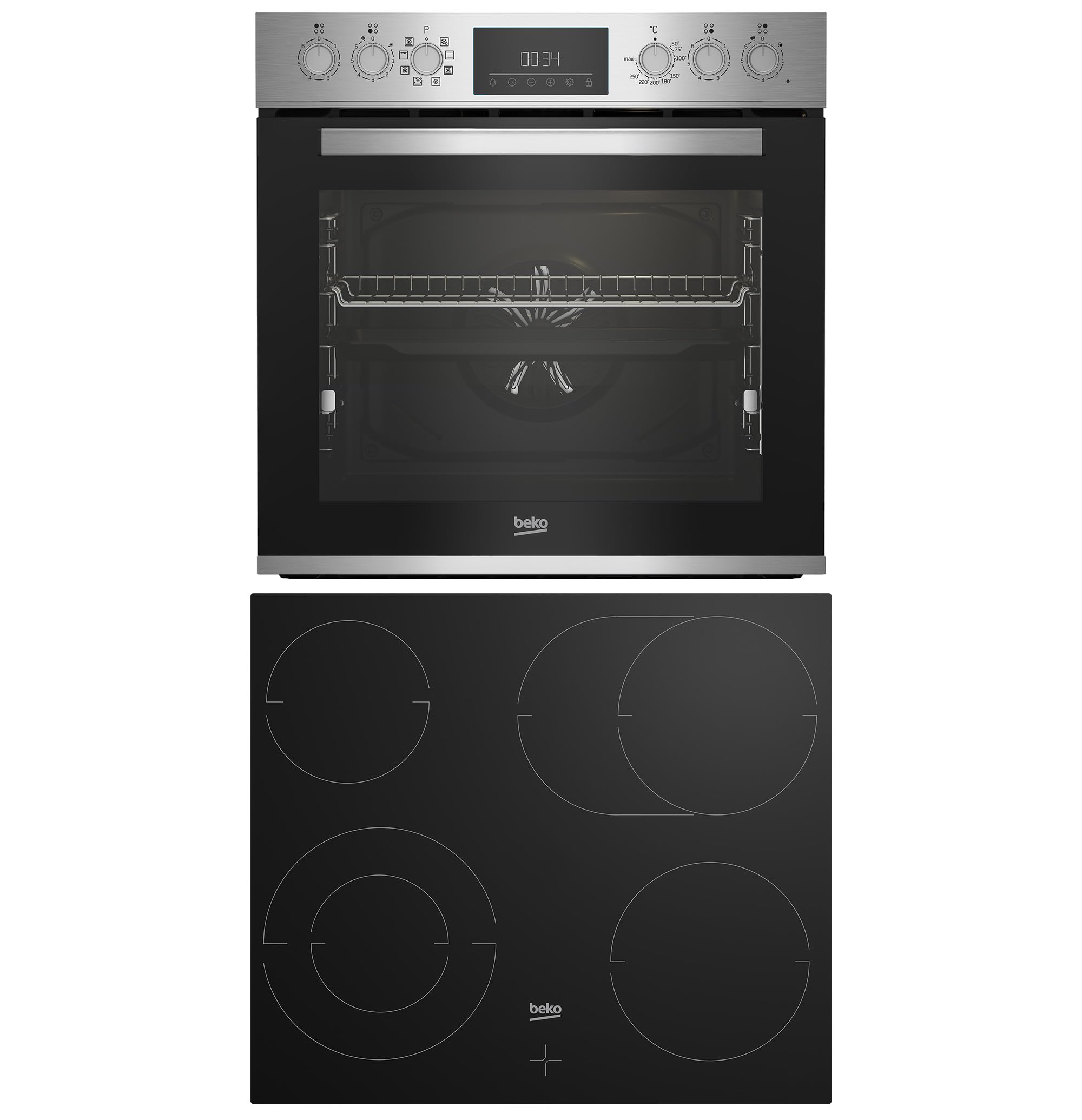 Beko BBUM12328X Einbauherdset Multifunktionsofen 72 l Glaskeramik Kochfeld SteamShine Edelstahl