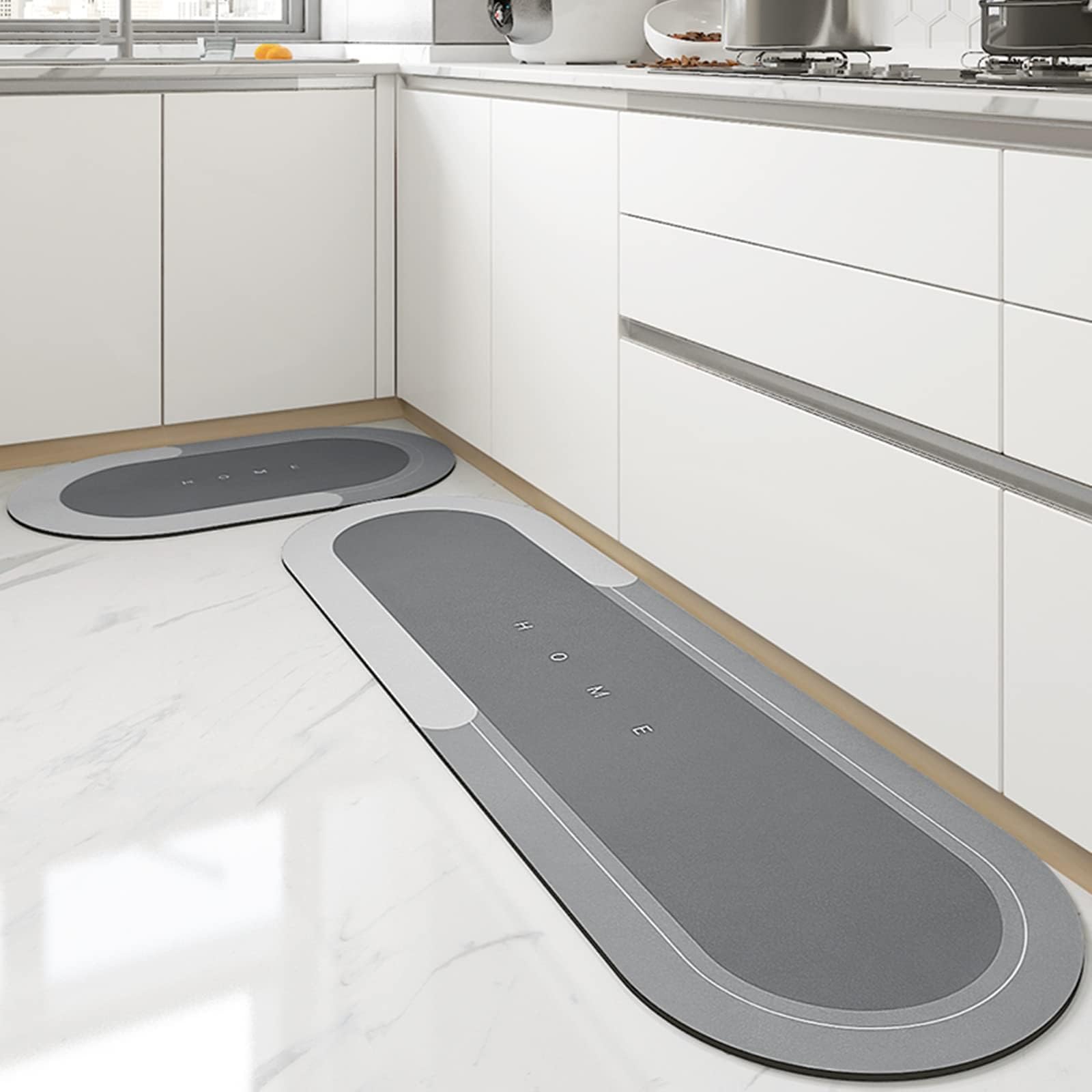 Tapis cuisine terre diatomée ovale imperméable lavable pour buanderie évier