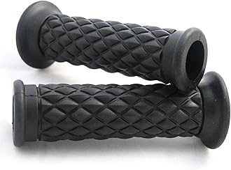 Yibid Motorcycle 7/8" Hand Grips Non Slip Rubber Open Bar End Thruster Grips Comfort Grip for 22mm 7/8 inch Handlebar Custom Racer Sport Street Bikes (Balck Grips)