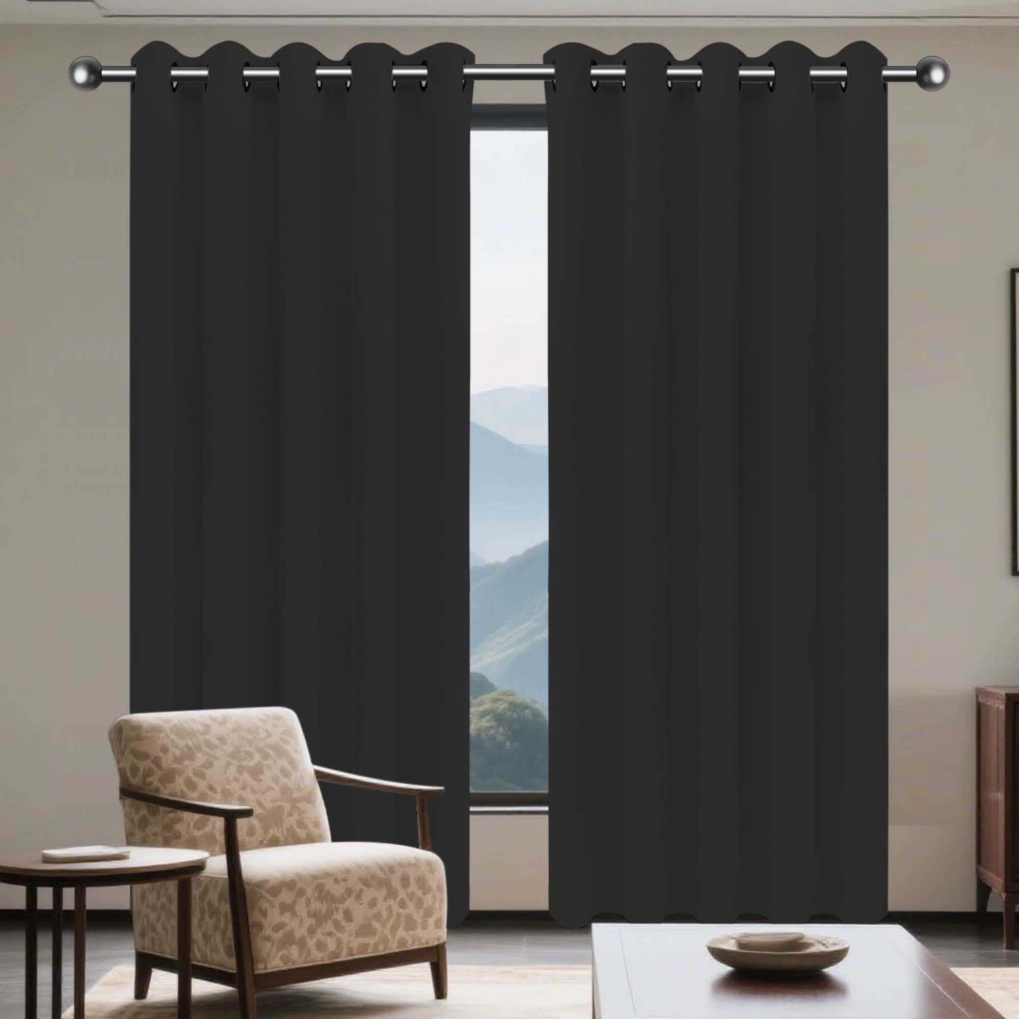 Rideaux occultants épais 300x165 cm noir pour une chambre moderne