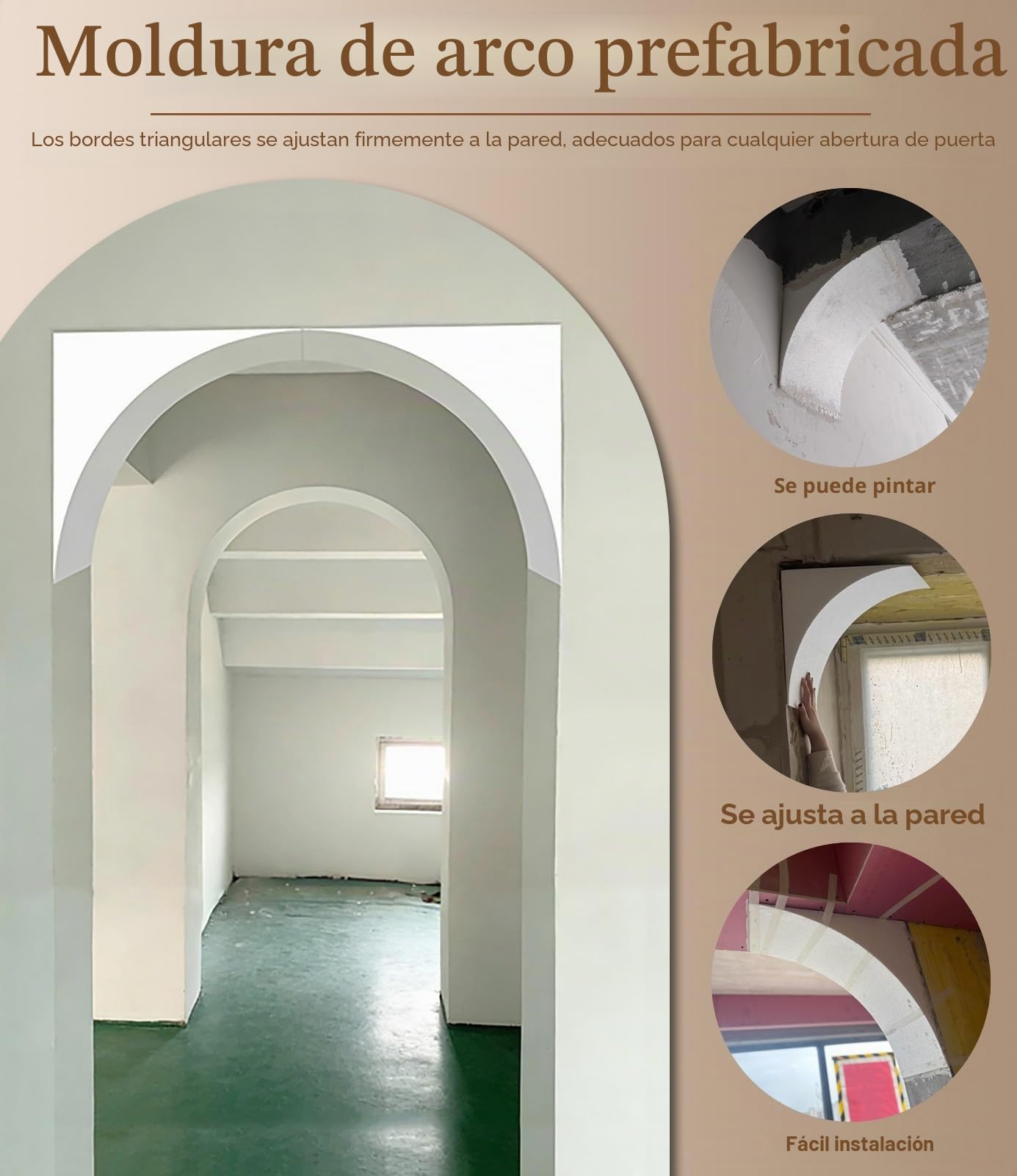 Moldes para Arcos de Puertas Kit para Paredes de Pladur, 2 Piezas de Moldura de Arco Curvada, Moldura Decorativa para Arco Redondeado, Moldura Elegante para Marco(10x10x10cm (3.9x3.9x3.9"))