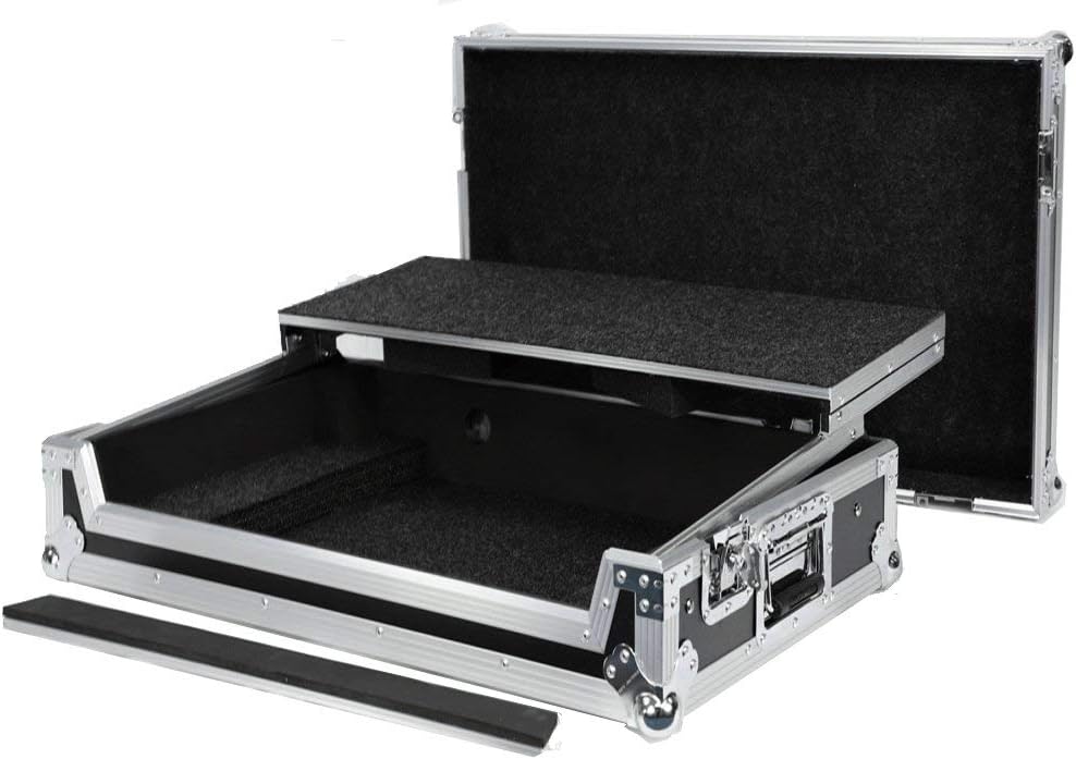 DEEJAY LED Fly Drive Case For Pioneer XDJ-RX2 All-in-one DJ system w/sliding laptop shelf w/Wheels BLACK Color - TBHXDJRX2LT