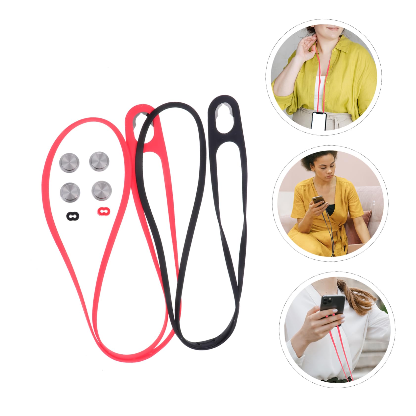 Gadpiparty 2 Set Cinghie Per Cellulari Cordino Sospeso Sicurezza Di Moda Intrecciata Tessuto Carino Telefono Cinturino in Silicone Telefonici Tracolla Gel Di Silice Rosso 2 Pezzi*2