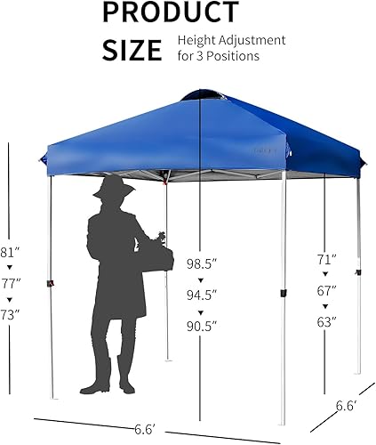 Miniatura 4 de Tangkula Tienda de campaña desplegable para exteriores, 6.6 x 6.6 pies, altura ajustable, toldo instantáneo comercial con bolsa enrollable portátil,