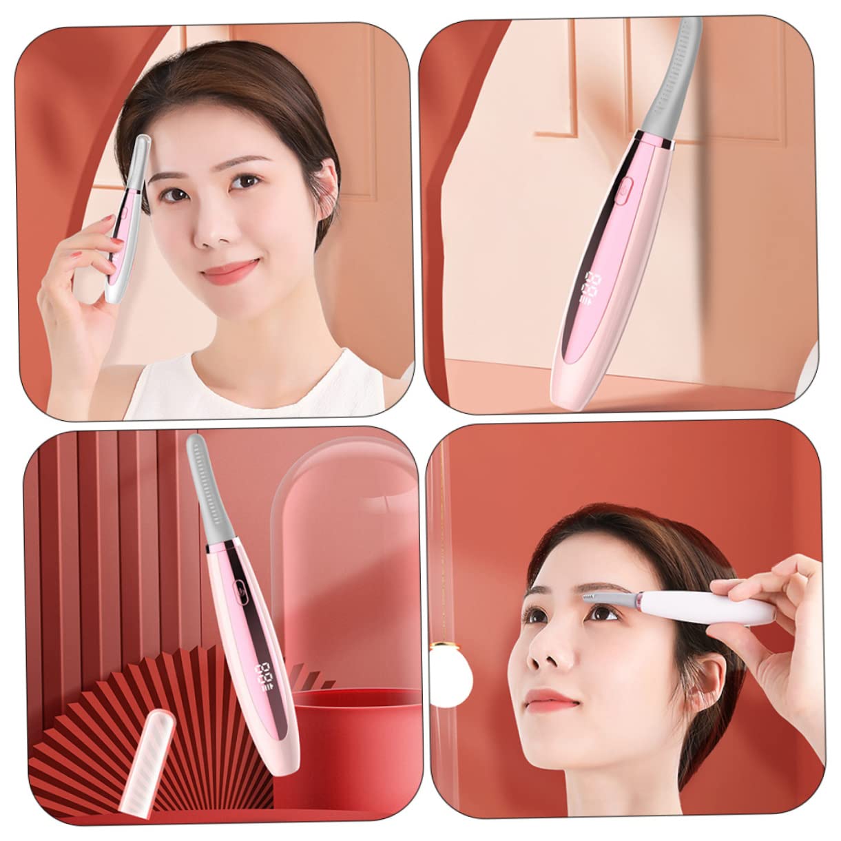 Ipetboom 3piezas Rizador De Pestañas Eléctrico Calentado Rizador Térmico Recargable Usb Para Pestañas Curvadas De Larga Duración Herramienta De Maquillaje Para Mujeres y Niñas