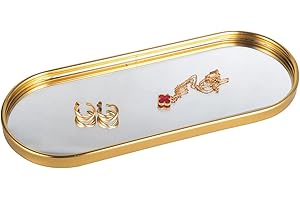 Feyarl Gold Mirrored Jewelry Trinket Tray: Elevate Your Home Décor with Timeless Charm