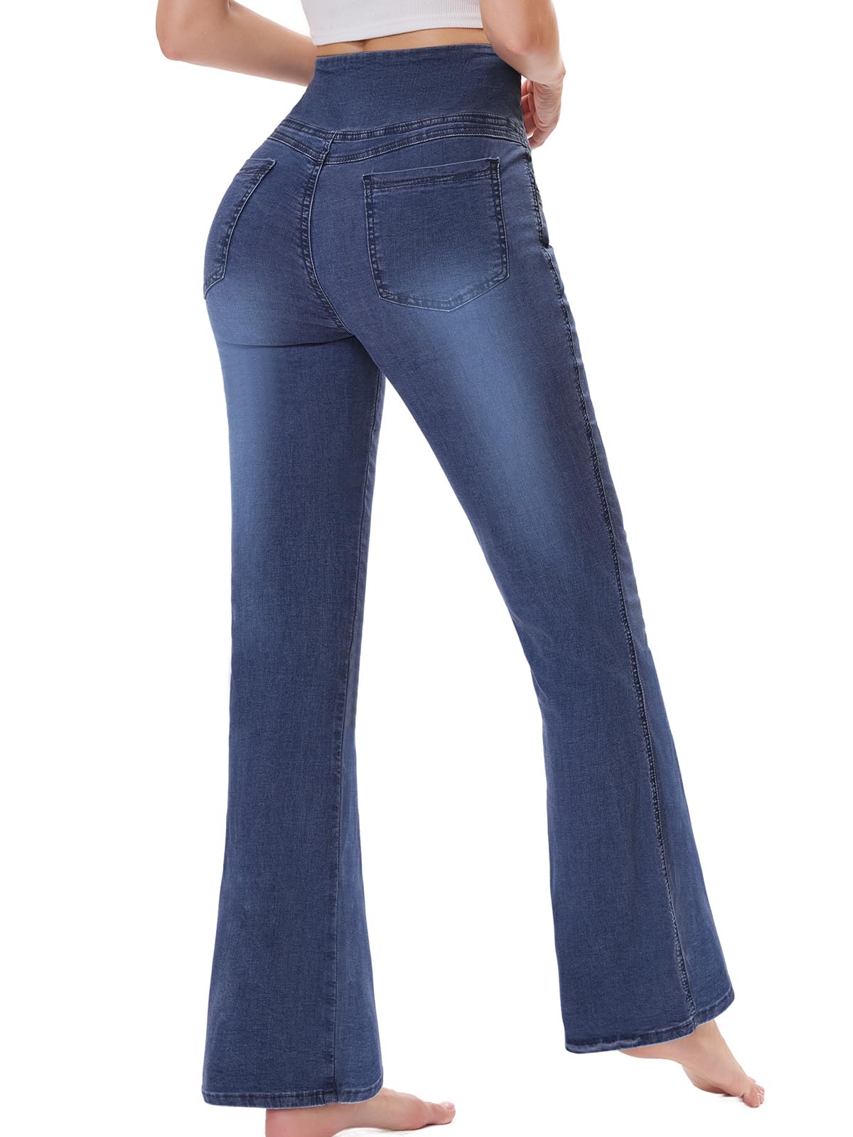 Jeans Donna Vita Alta, Jeggings a Zampa Elefante Elasticizzati Flare Leggins Bootcut Curvy Push Up Pantaloni Stretch