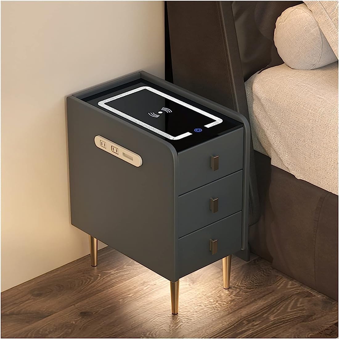 Amazon.co.jp: スマートナイトスタンドテーブル ベッドサイドテーブル  