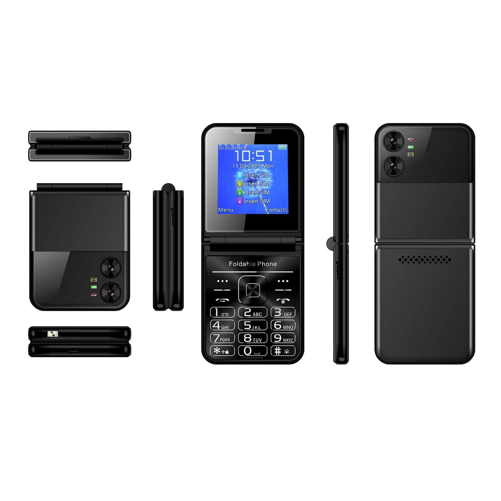 Telefono Cellulare a Conchiglia 2G, Telefono Cellulare a Conchiglia da 2,6 Pollici per Anziani, Tasti Grandi, Cifre Grandi, Suono Forte, Telefono per Anziani con Torcia a LED,