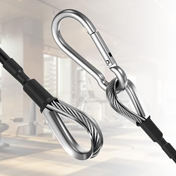 10 Gym Cable Extension, 2 Pcs Replacement Cable Machine Accessories Compatible with Home Gym Accessories Fitness Extension Rope Attachment for LAT/Tricep Pull Down, Leg Extensions Machine