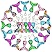 FEPITO 20 PCS Glitter Mermaid Tail Keychains for DIY Projects and Crafts, Mermaid Sequins Keychains Under The Sea Birthday Party Supplies Gifts