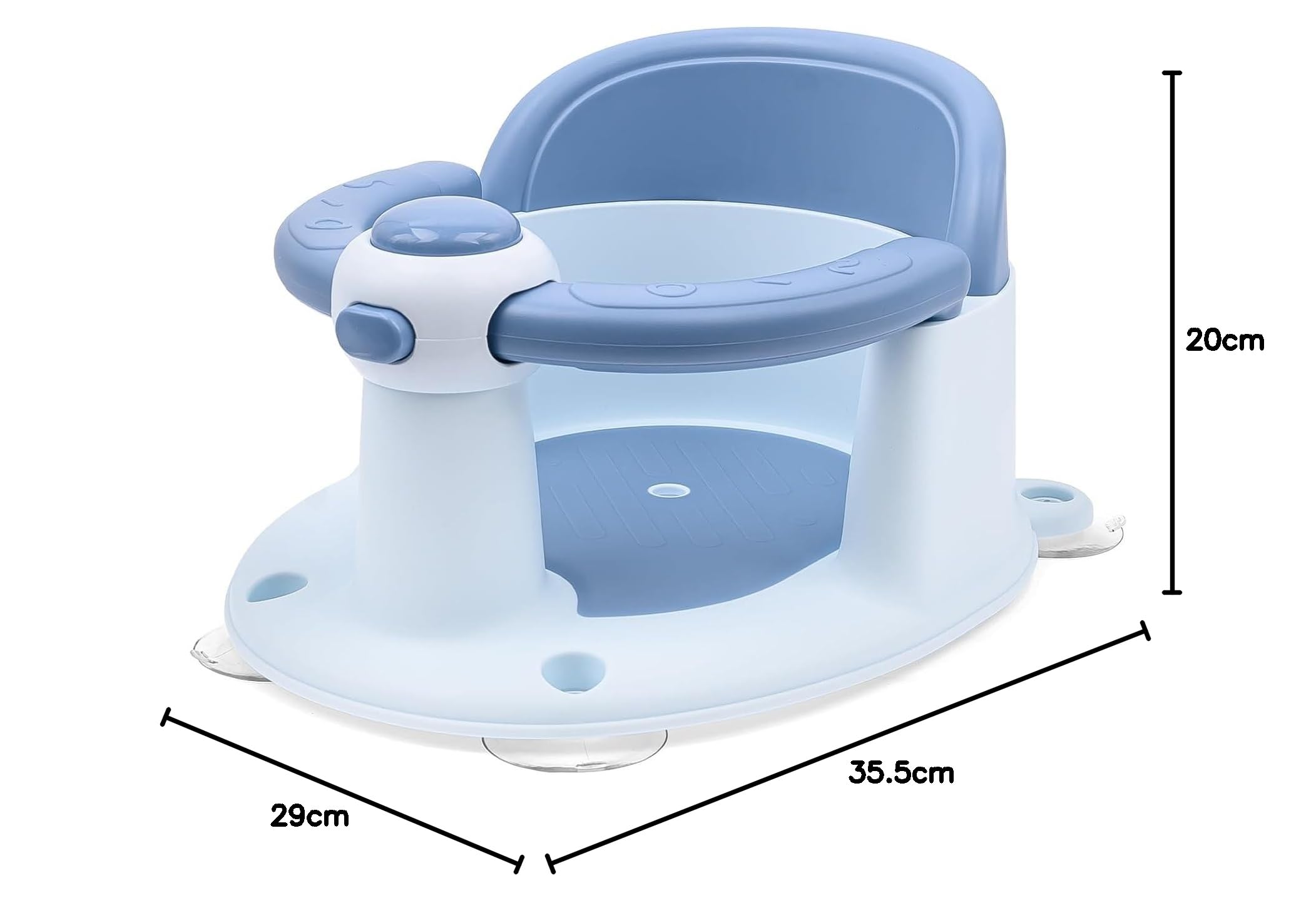 Siège de Bain pour Bébé 6-36 Mois avec Coussin Antidérapant et 4 Ventouses (Bleu)