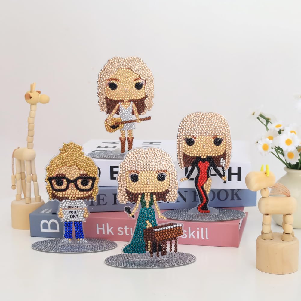 Nikolle Tabletop Diamond Art Kits, Merch, 4Pcs Acrylic Diamond Painting Kit, Stand Up Diamond Art Kits for Adults, Gifts for Women - Image 4